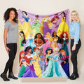 [SummerVibes] DISNEY CLASSIC Princess Cartoon Character Flannel Blanket - Soft Throw Blanket for Bed, Couch & Travel, Ideal Gift for Women, Girl - View 1