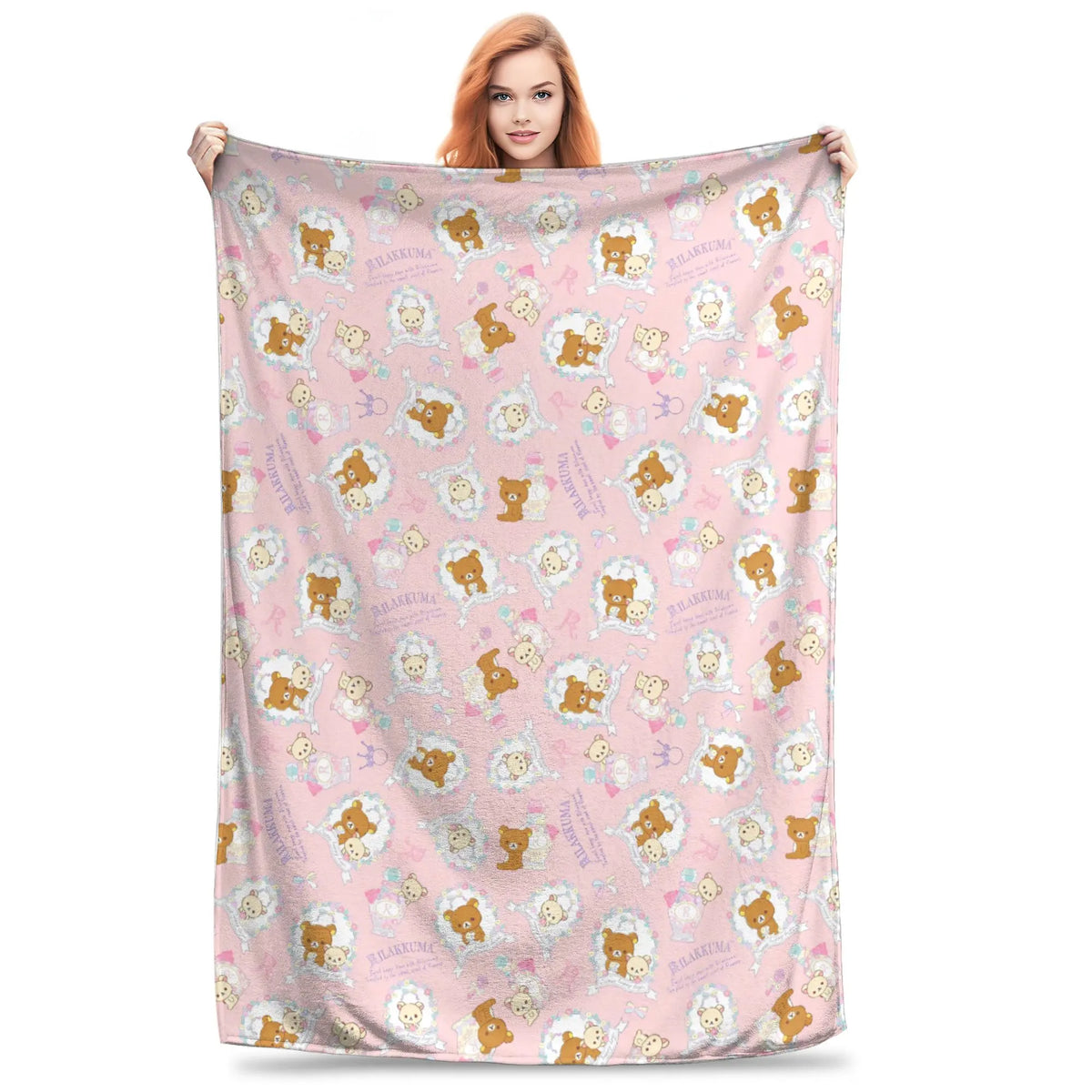 Kawaii Rilakkuma Knitted Flannel Throw Blanket - Figure Print Bed Accessories, Cutecore Stuff, Cozy Girly Room Stuff, Teen Room Decor, Soft Warm Summer AC Use, Home Goods Gift for Girls - View 27