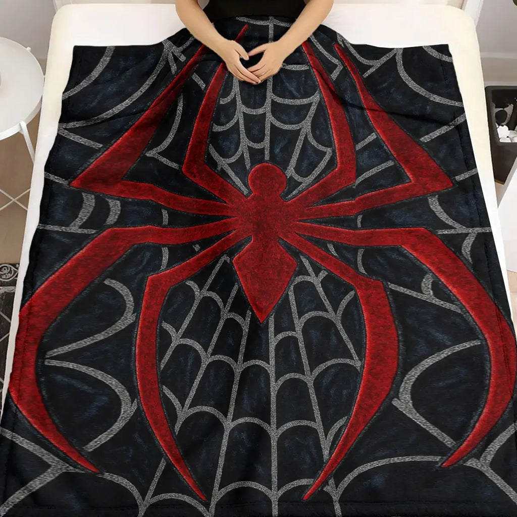 Spider Web Pattern Flannel Blanket Soft Skin Friendly Warm Cozy Throw Blanket Gothic Halloween Style Lightweight Bedding Blanket for Bed Sofa Couch Bedroom Living Room Nap Home Decor Birthday Gift - View 5