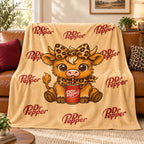 Cartoon Printed Character-Themed Cute Highland Cow Pattern Throw Blanket, 100% Polyester Cute Home Textile, Soft Warm Lightweight Blanket for Home & Office Gifts - View 2