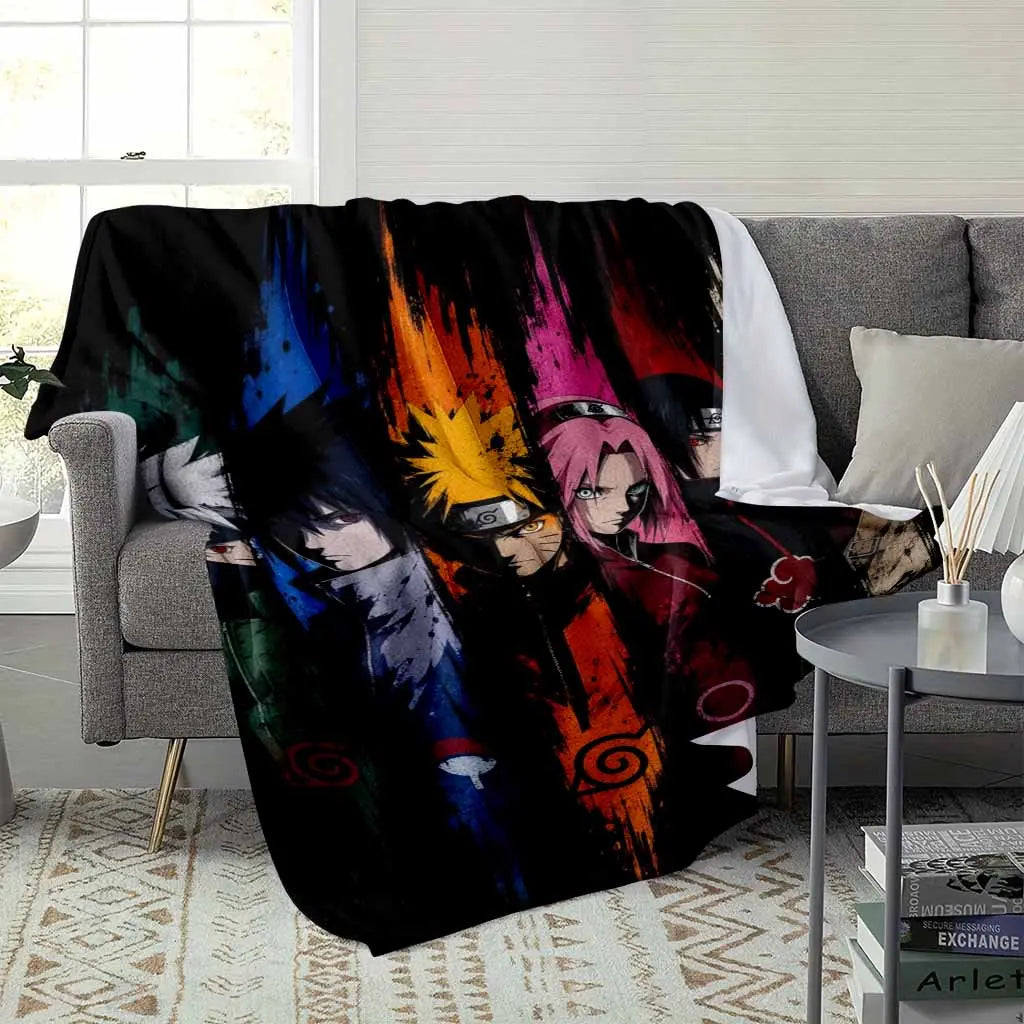 Japanese Anime Ninja Flannel Blanket - Vibrant Abstract Brushstroke Artwork, Soft Warm Lightweight Durable, Ideal for Bedrooms, Living Rooms, Fan Gifts, Decorative Throws, Movie Companions - View 3