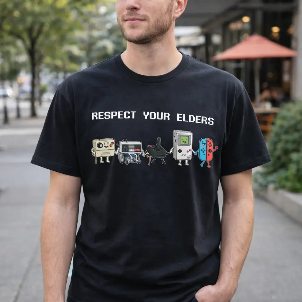 Men's Vintage T-Shirt, Aesthetic Retro Gamer Graphic Cotton Tee, Shortsleeve Round Neck Streetwear, Funny Gifts for Guys, Vintage T-Shirts