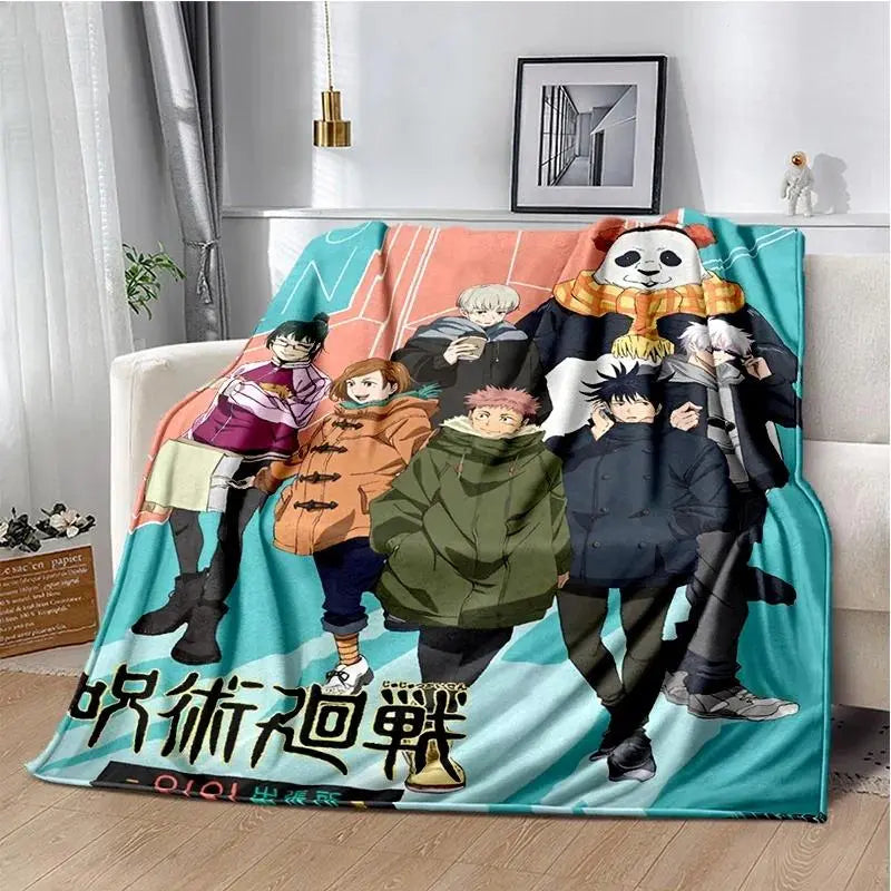 Cartoon Anime Jujutsu Kaisen Throws Blanket Super Soft Featuring Yuji,Megumi,obara and Satoru Gojo Blanket for Travel Beding Bed - View 6