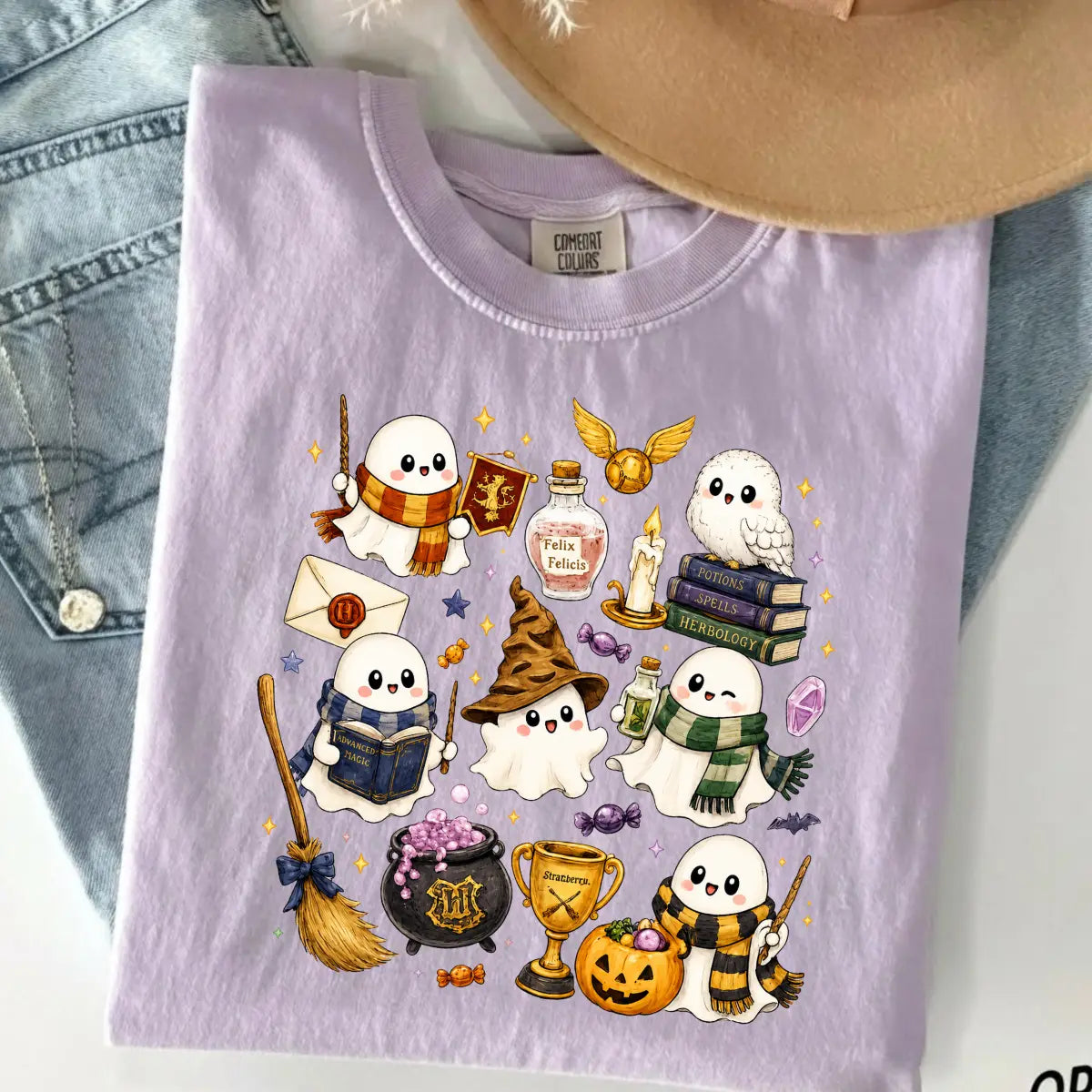 Comfort Colors Wizard Ghost Halloween Graphic Tee