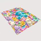 2D Teddy Pastel Floral Print Throw Blanket - Kawaii Plush Super Soft Cozy Aesthetic Throw for Bedroom Room Decor, Whimsical Home Decor Item, Cool Gift for Kids - View 7