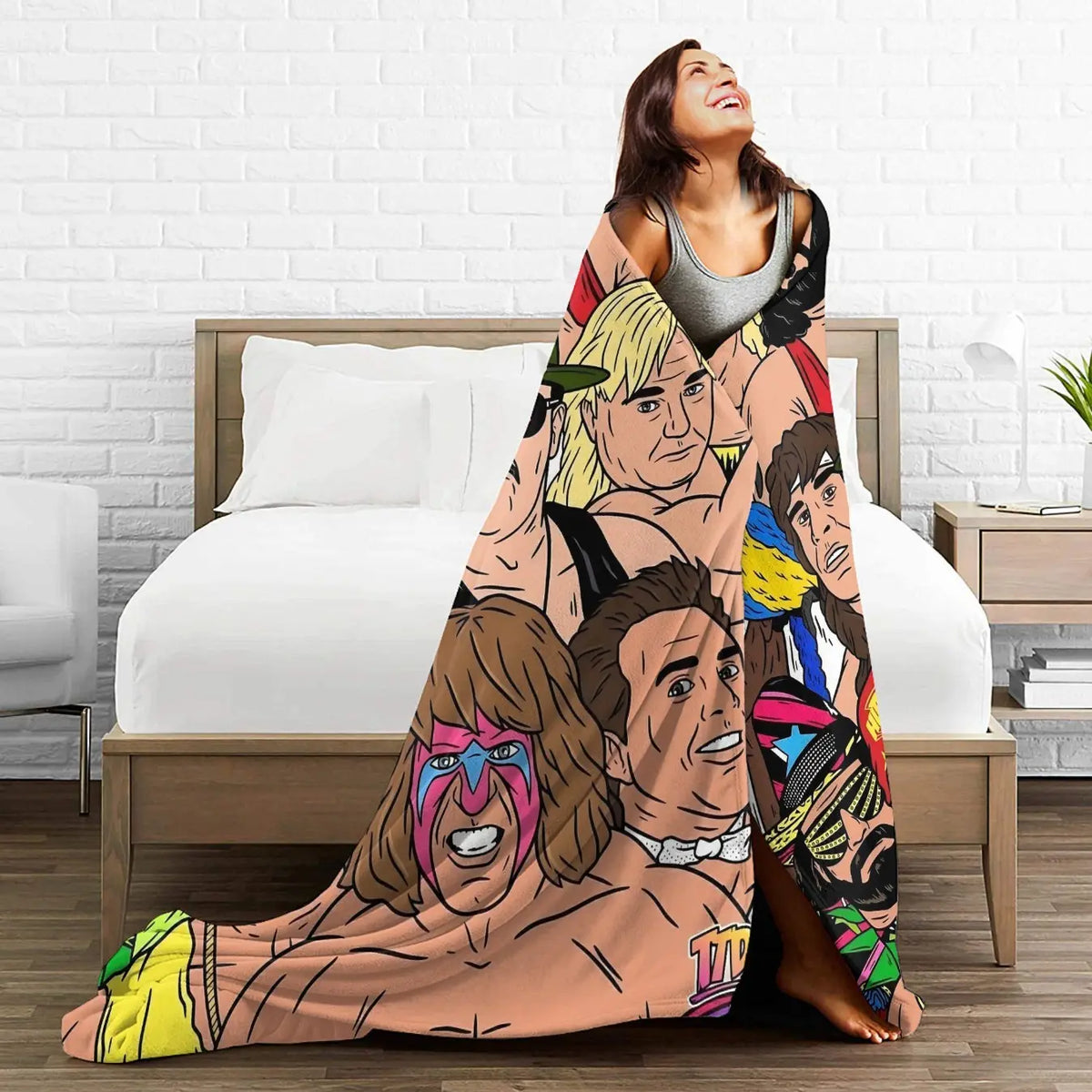 [Cozy Wrestling Flannel Blanket] Soft, Warm Wrestling-Themed Flannel Blanket - Cozy Throw for Couch, Office, Bed, Camping & Travel - Versatile All-Season Gift, Charming Anime Style Skin-friendly, lightweight and soft - View 4