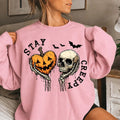 Women’s Halloween Skull & Pumpkin Heart Sweatshirt Crewneck
