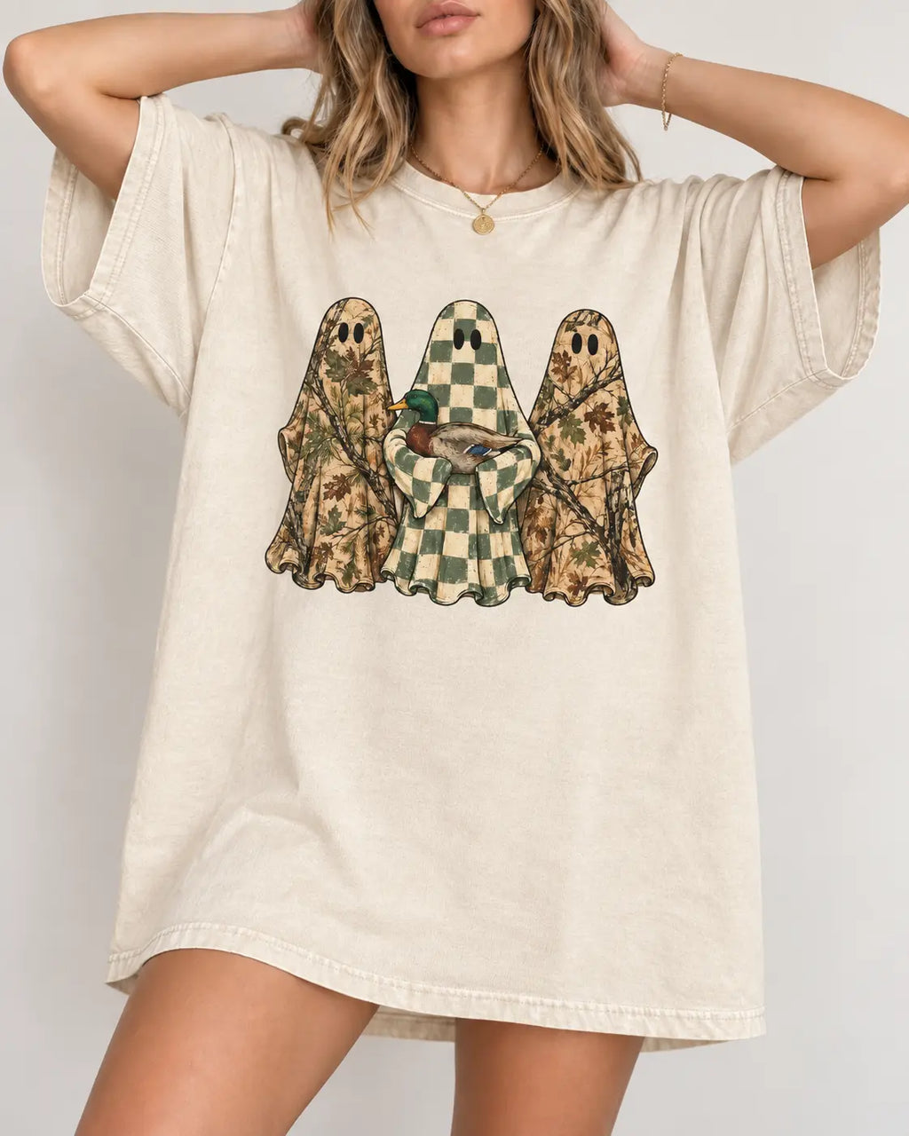Hunting Season Ghosts Comfort Shirt: Camo Mallard Duck Halloween Tshirt - View 7