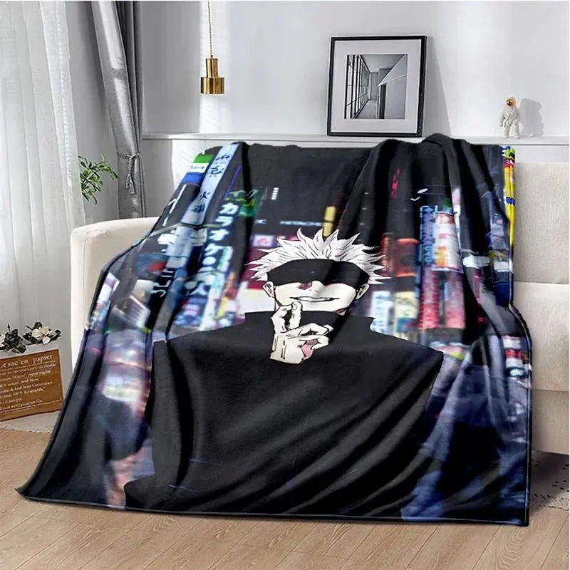 Cartoon Anime Jujutsu Kaisen Throws Blanket Super Soft Featuring Yuji,Megumi,obara and Satoru Gojo Blanket for Travel Beding Bed - View 12