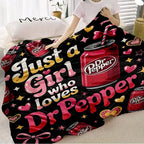 Dr Pepper Character-Themed Flannel Lap Fleece Throw Blanket, Pink Bow Heart Art Print, Cozy Setup for Sofa Bed Travel, Gifts for Women Gf Gift Feel Cosy Home Decor for Soda Enthusiasts Girls - View 8