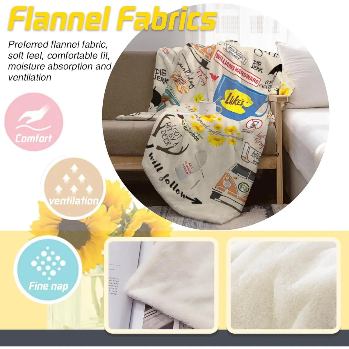 Gil-more Girls Throw Blanket Flannel Blanket Ultra-Soft Fleece Throw Cozy Fuzzy Plush Flannel Blanket Suitable for All Seasons Couch Bed Living Room Sofa Bedroom Chairs Dorm Birthday Valentine's Day Christmas Gifts - View 6