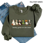 Spooky Goose on the Loose Sweatshirt, Funny Halloween Goose Graphic, Unisex Crewneck for Fall, Apparel Made In The US - Caps Apparel - View 1