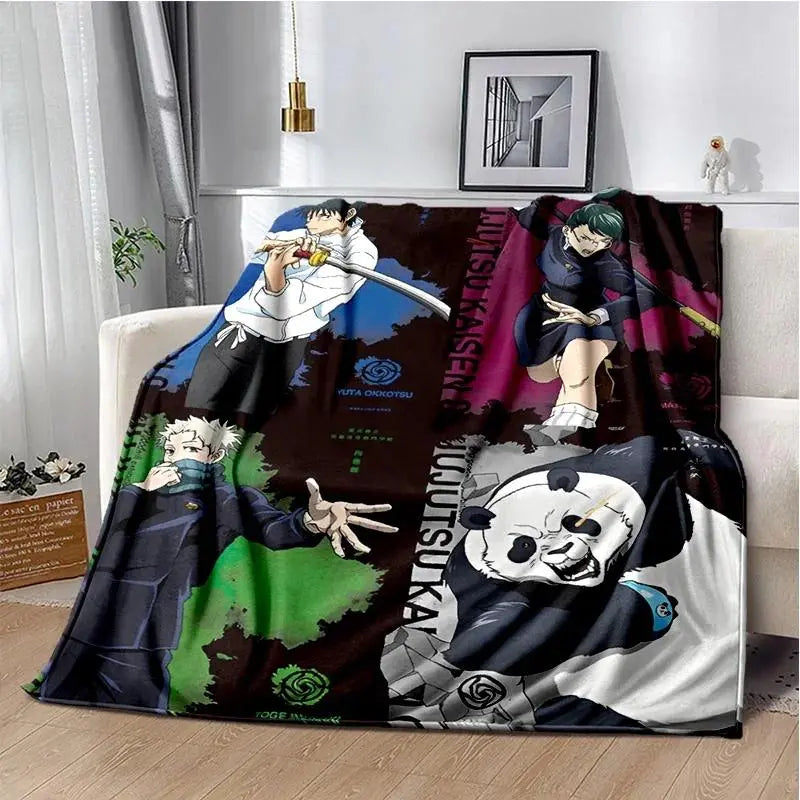 Cartoon Anime Jujutsu Kaisen Throws Blanket Super Soft Featuring Yuji,Megumi,obara and Satoru Gojo Blanket for Travel Beding Bed - View 19