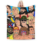[Cozy Wrestling Flannel Blanket] Soft, Warm Wrestling-Themed Flannel Blanket - Cozy Throw for Couch, Office, Bed, Camping & Travel - Versatile All-Season Gift, Charming Anime Style Skin-friendly, lightweight and soft - View 1