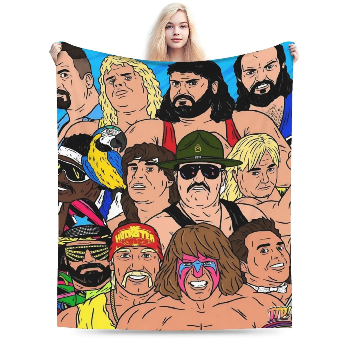 [Cozy Wrestling Flannel Blanket] Soft, Warm Wrestling-Themed Flannel Blanket - Cozy Throw for Couch, Office, Bed, Camping & Travel - Versatile All-Season Gift, Charming Anime Style Skin-friendly, lightweight and soft - View 9