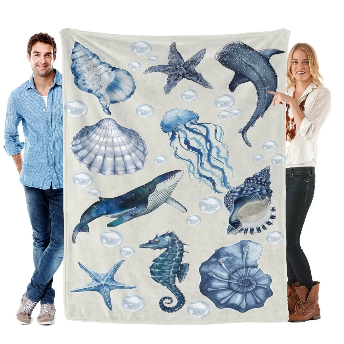 Romantic ocean style whale shark pattern warm blanket children adult nap blanket soft and comfortable suitable for all seasons - View 18