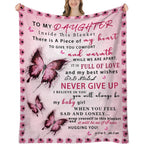 Mama&Papa Inspirational Blanket for Daughters&Son-the perfect graduation gift, birthday present, back-to-school gift, or Christmas present. Features pink butterfly embellishments and makes a lovely addition to your daughter’s bedroom. - View 28