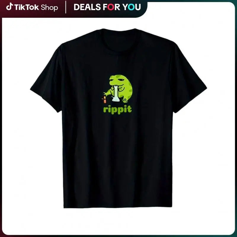 Funny Rippit  Frog Unisex T-Shirt Black