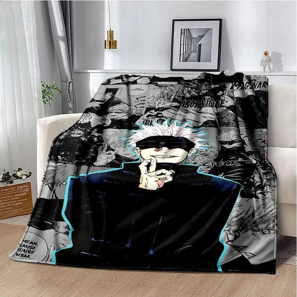 Cartoon Anime Jujutsu Kaisen Throws Blanket Super Soft Featuring Yuji,Megumi,obara and Satoru Gojo Blanket for Travel Beding Bed - View 1