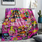 90s Nostalgic Cartoon Collage Flannel Fleece Blanket - Iconic Retro Pop Culture Characters Print, Breathable Soft Comfy Cozy Throw, Decorative Sofa Blanket for Living Room, Travel Gifts, Breathable Soft Blanket - View 2