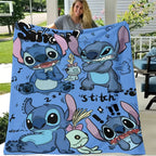[SummerVibes] DISNEY CLASSIC A Cute Stitch Flannel Blanket, Warm, Comfortable, Soft Fleece Blanket, Bed, Sofa, Office, Camping, Traveling, Home Decor - View 2