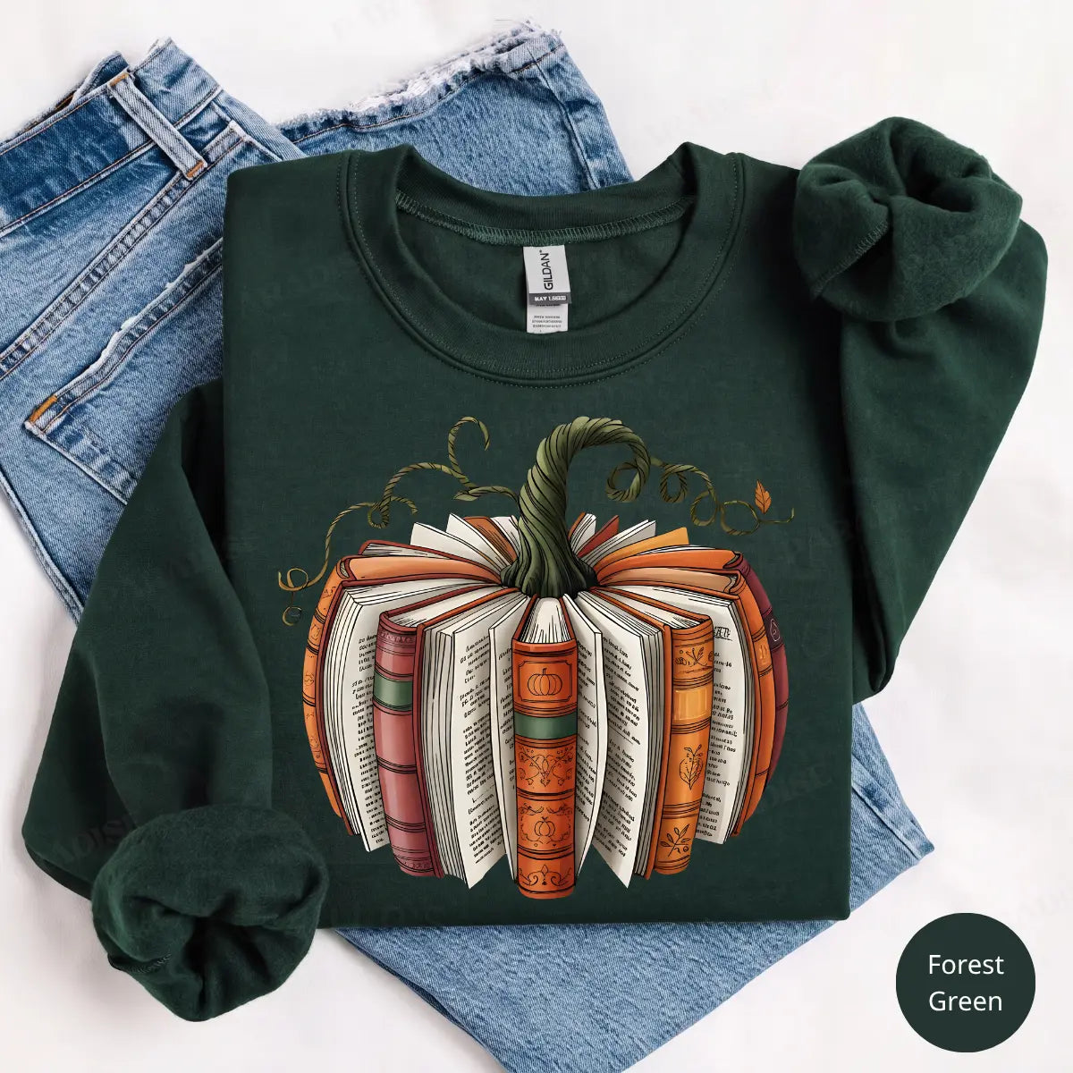 Fall Book Pumpkin Sweatshirt & T-Shirt, Cotton Blend