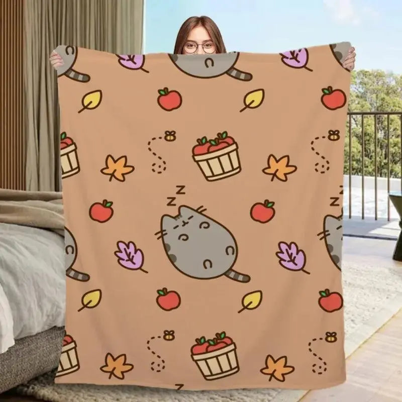 Pusheen Cat Plush Blanket Ultra Soft Flannel Fabric Adorable Kawaii Design Perfect Couples Gift For Anime Fans Cuddle Essential Cozy Nights Snuggle Companion office nap cover flannel portable throw blanket - View 13