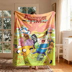 Adventure Time Cartoon Characters Flannel Blanket Large Size Ultra Soft Warm Lightweight Cozy Throw Blanket Perfect For Bed Sofa Living Room Office Camping Travel Gift Birthday Christmas For Fans Boys Teens Her - View 1