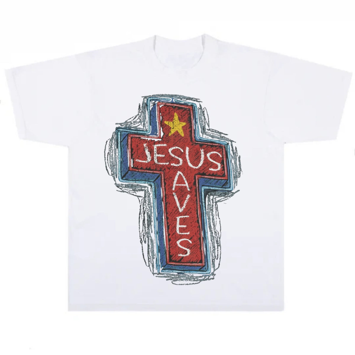 JESUS SAVES TEE woodland cryptid graphic t-shirt fantasy romance night court comfort color book lover halloween movie outdoor adventure hockey bass pro gaiter Monaco Yacht Club Flag Print Hoodie Meme Christmas Funny Slim Shape Men's Moisture Wicking