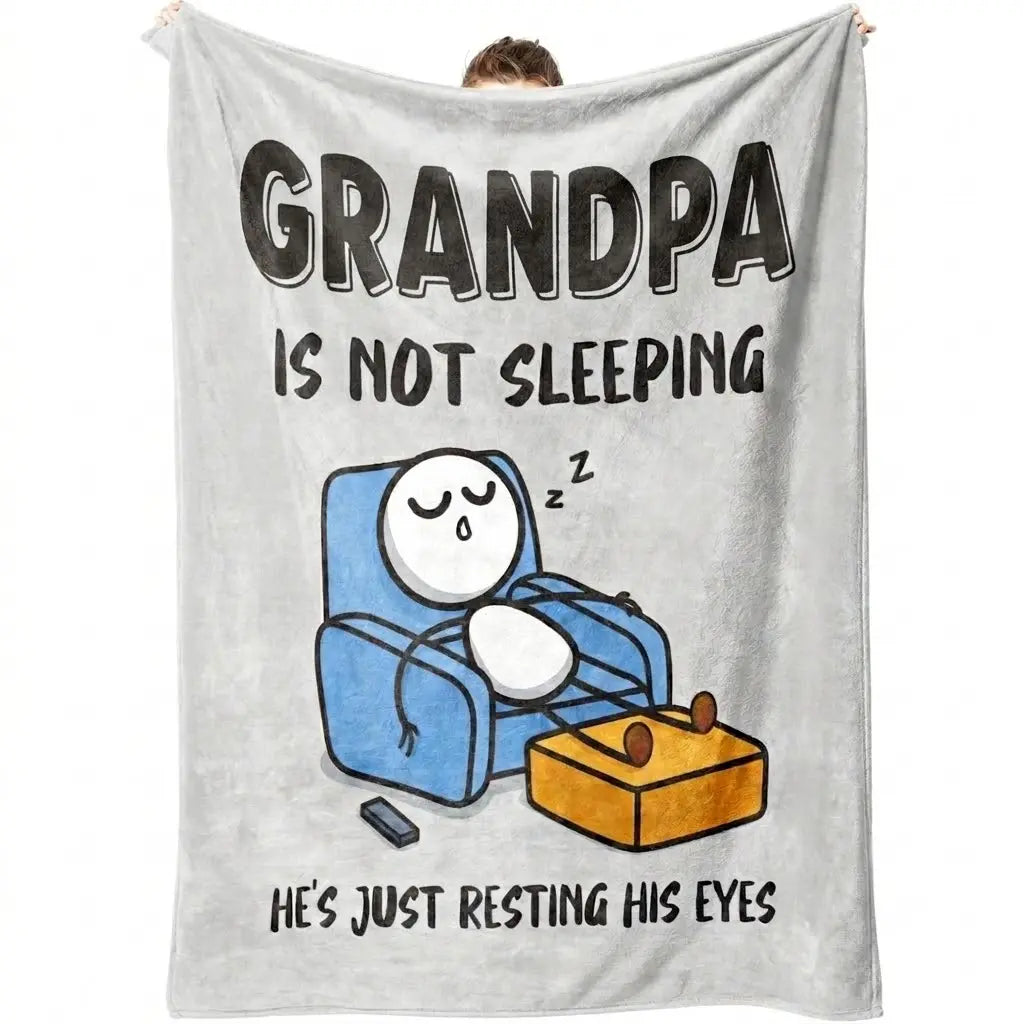 【Father's Day】Funny Birthday Gift for Dad Husband, Dad Is Not Sleeping Flannel Blanket, Fathers Day Dads Gifts From Daughter Son, Super Soft Throws Blanket for Couch and Napping - View 12