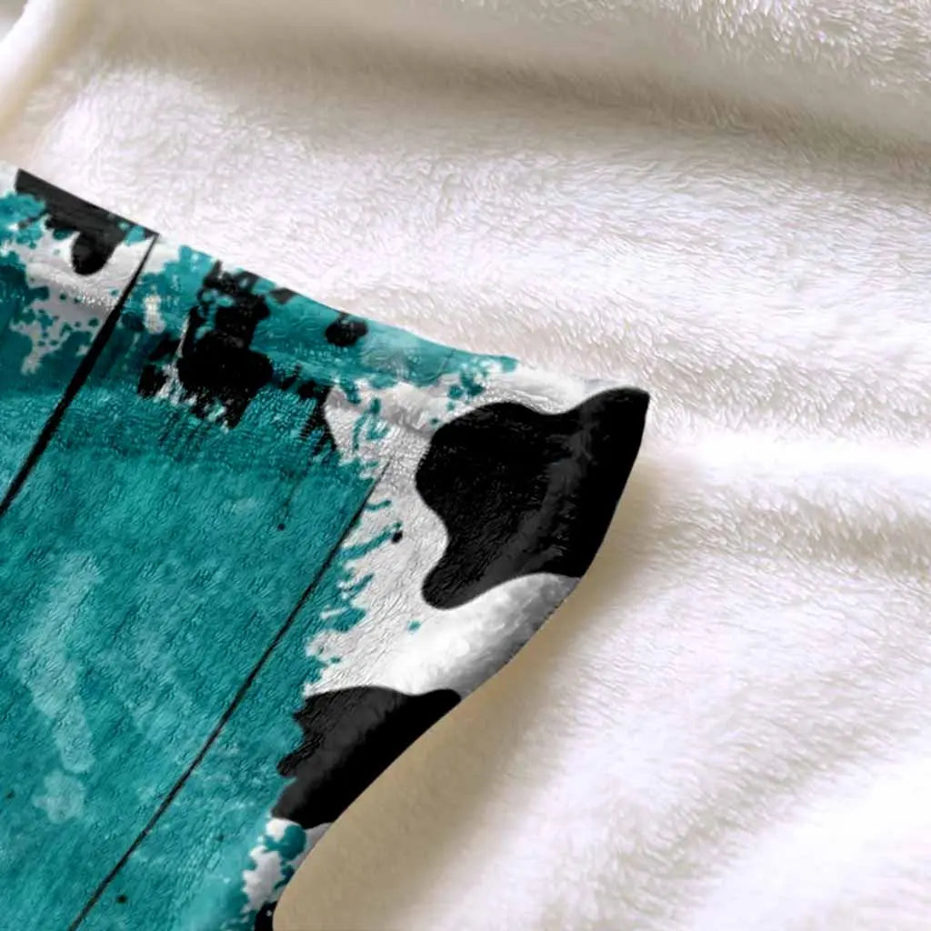 Highland Cow Flannel Blanket - Turquoise Abstract Animal Print, Soft Warm Lightweight, Wrinkle Resistant, Anti-Pilling, Color Stays Vivid Longer, Cozy Throw for Living Room Decor, Bedroom Sofa, Home Gift & Cozy Setup, Indoor/Outdoor - View 6