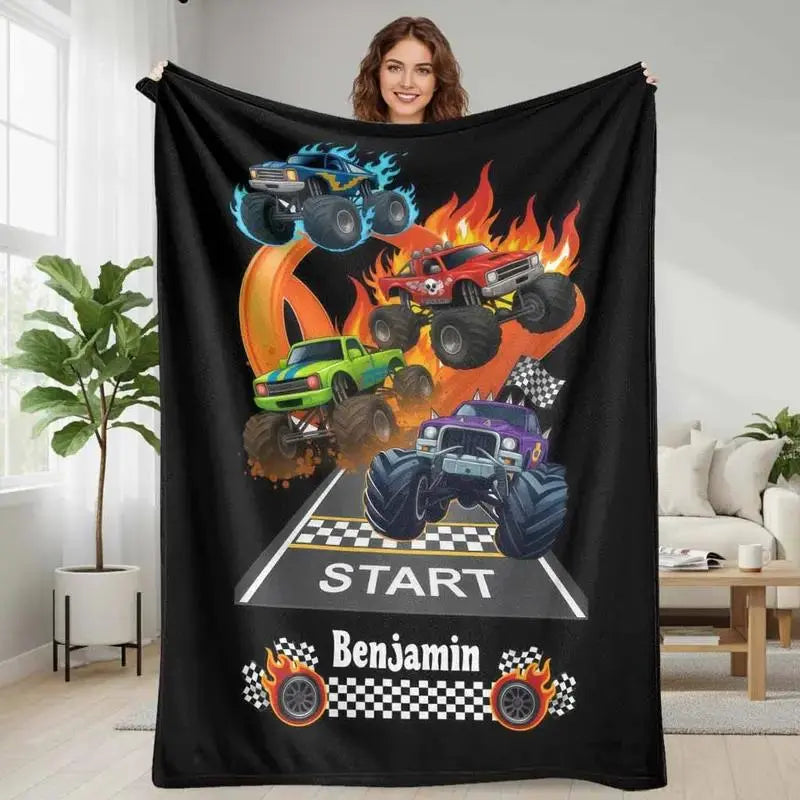 Soft Funny Throw Blanket M-Monster Jam Flannel Blanket - Soft and comfortable, with fashionable print design, suitable for daily use and gift giving (birthdays, Christmas, Thanksgiving) B-4 - View 19