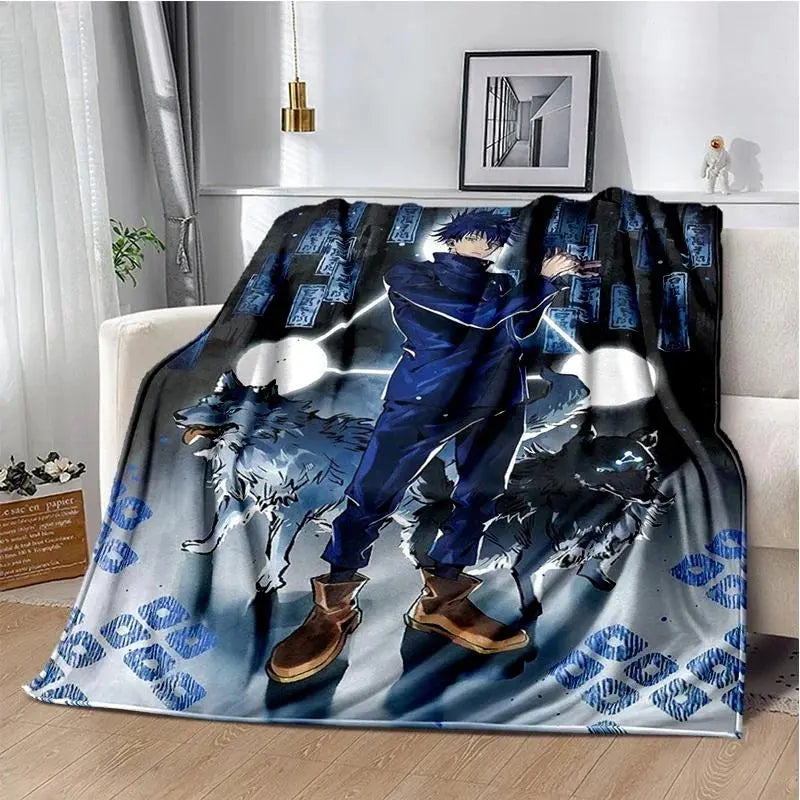 Cartoon Anime Jujutsu Kaisen Throws Blanket Super Soft Featuring Yuji,Megumi,obara and Satoru Gojo Blanket for Travel Beding Bed - View 25