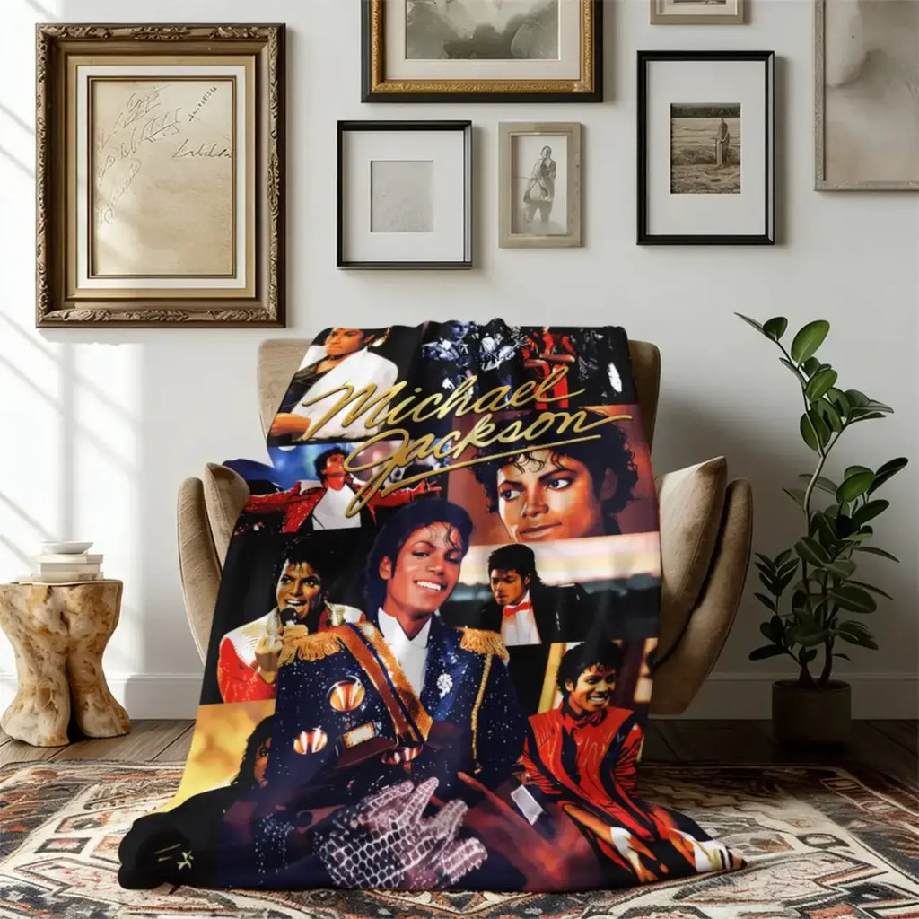 Michael Jackson MJ Music Legend Throw Blanket, Pop Singer Collage Graphic Soft Cozy Plush Bed Blanket, Lightweight Warm Blankets for Bedroom Decor, Couch Sofa Living Room, Birthday Gifts for Music Fans - View 4