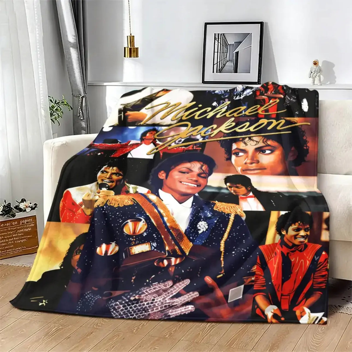 Michael Jackson MJ Music Legend Throw Blanket, Pop Singer Collage Graphic Soft Cozy Plush Bed Blanket, Lightweight Warm Blankets for Bedroom Decor, Couch Sofa Living Room, Birthday Gifts for Music Fans - View 6