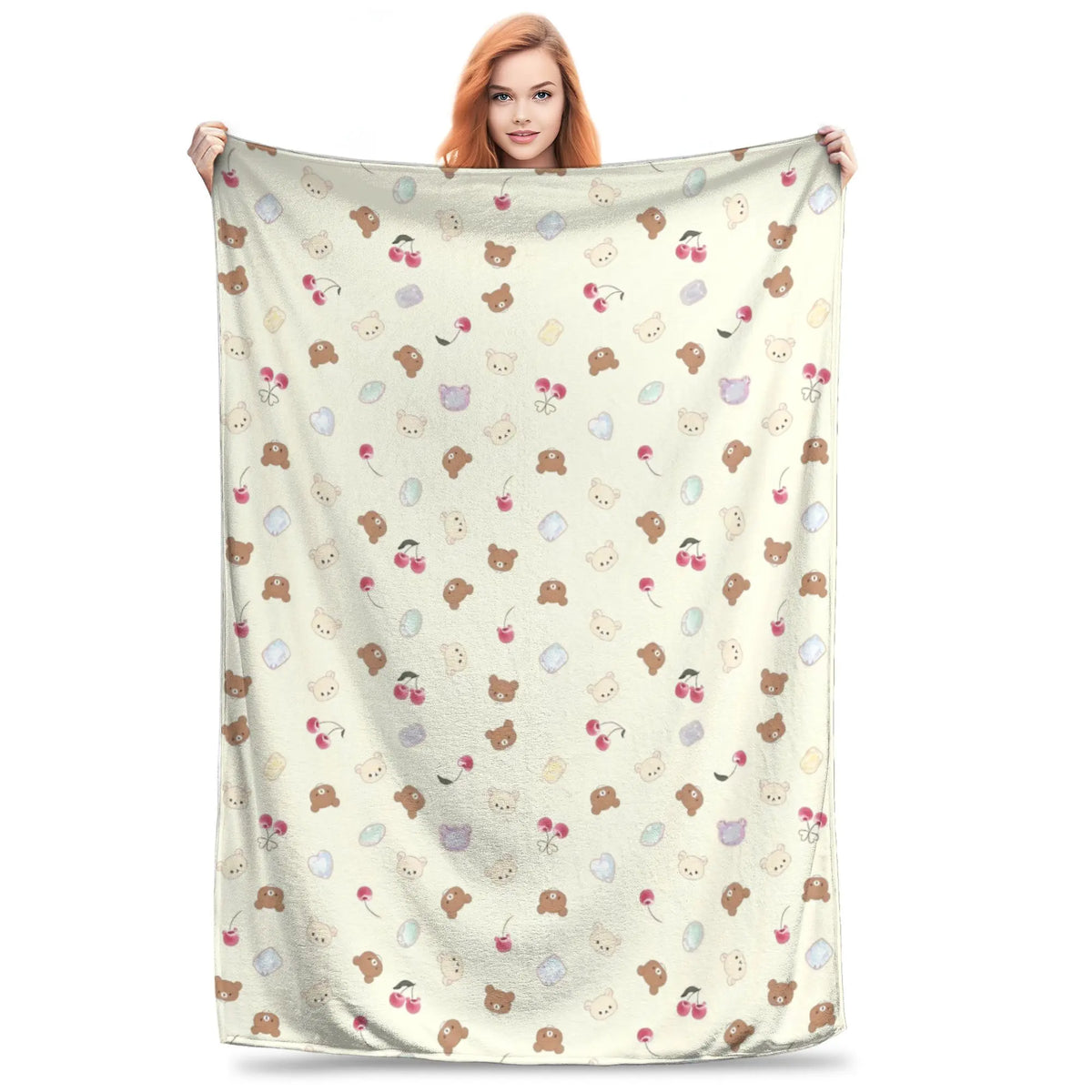Kawaii Rilakkuma Knitted Flannel Throw Blanket - Figure Print Bed Accessories, Cutecore Stuff, Cozy Girly Room Stuff, Teen Room Decor, Soft Warm Summer AC Use, Home Goods Gift for Girls - View 18