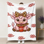 Cartoon Printed Character-Themed Cute Highland Cow Pattern Throw Blanket, 100% Polyester Cute Home Textile, Soft Warm Lightweight Blanket for Home & Office Gifts - View 12