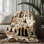 Comfortable Halloween Three Witches & Pumpkin Print Flannel Blanket, Soft Warm Anti-Pilling Cozy Throw, Ideal Fall & Winter Gift, Fall Blankets - View 7