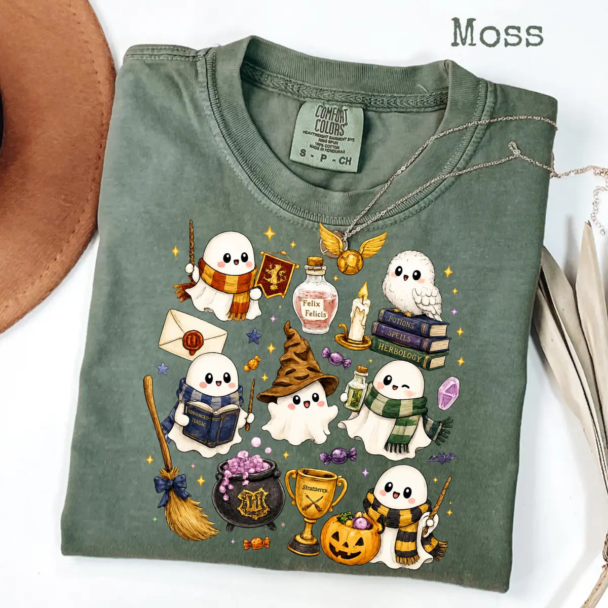 Comfort Colors Wizard Ghost Halloween Graphic Tee
