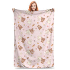 Kawaii Rilakkuma Knitted Flannel Throw Blanket - Figure Print Bed Accessories, Cutecore Stuff, Cozy Girly Room Stuff, Teen Room Decor, Soft Warm Summer AC Use, Home Goods Gift for Girls - View 7
