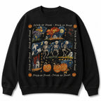 Halloween Skeleton Crewneck Vintage 90s Cotton Unisex, Trick or Treat Halloween Aesthetic, Garment-Dyed Soft, Women's Fall Relaxed Fit Sweatshirt - View 2