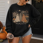 Vintage Fall Ghost Farm Scene Graphic Sweatshirt for Women