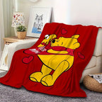 [SummerVibes] DISNEY CLASSIC Winnie the Pooh & Tigger Flannel Throw Blanket - Ultra-Soft Lightweight All-Season Red with Hearts Design, Cozy Blanket for Bed, Sofa, or Gift - View 2