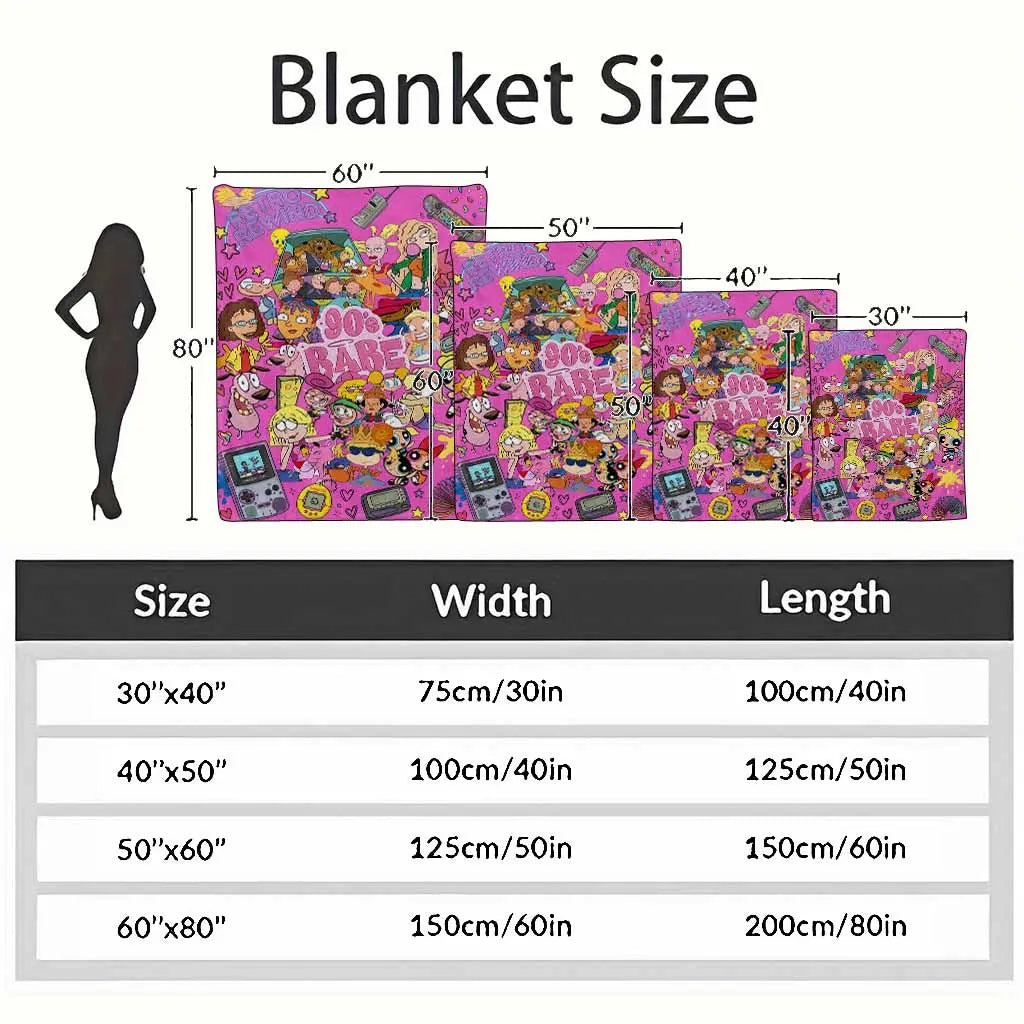 90s Nostalgic Cartoon Collage Flannel Fleece Blanket - Iconic Retro Pop Culture Characters Print, Breathable Soft Comfy Cozy Throw, Decorative Sofa Blanket for Living Room, Travel Gifts, Breathable Soft Blanket - View 4