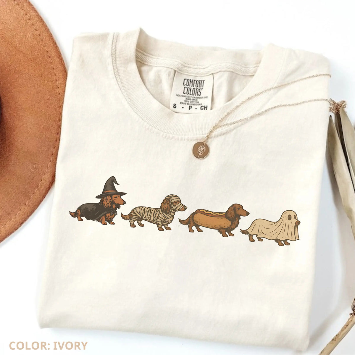 Halloween Wiener Dog Comfort Colors T-Shirt Cotton