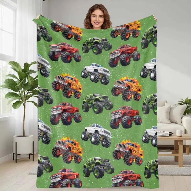 Soft Funny Throw Blanket M-Monster Jam Flannel Blanket - Soft and comfortable, with fashionable print design, suitable for daily use and gift giving (birthdays, Christmas, Thanksgiving) B-4 - View 20