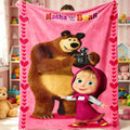 Countdown Sale! Masha and the Bear Anti-Pill Flannel Throw Blanket - Soft Warm Cute Print Nap Blanket for Kids, Home Room & House Decor, Cozy Bedding for Bedroom, Perfect Gift for Fans - View 1