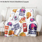 Taco Bell Themed Ultra-Soft Heavyweight Flannel Blanket, Queen Size, Multi-Use Throw for Sofa, Bed & Travel, Quality Home Decoration & Holiday Gift Idea summerwins - View 3