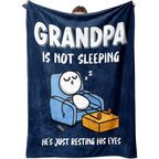 【Father's Day】Funny Birthday Gift for Dad Husband, Dad Is Not Sleeping Flannel Blanket, Fathers Day Dads Gifts From Daughter Son, Super Soft Throws Blanket for Couch and Napping - View 13
