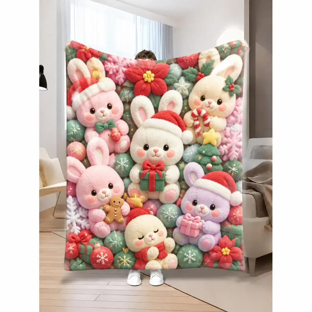 2D Teddy Pastel Floral Print Throw Blanket - Kawaii Plush Super Soft Cozy Aesthetic Throw for Bedroom Room Decor, Whimsical Home Decor Item, Cool Gift for Kids - View 15